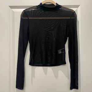 SHEIN | Meshed Turtleneck Long-sleeve Top